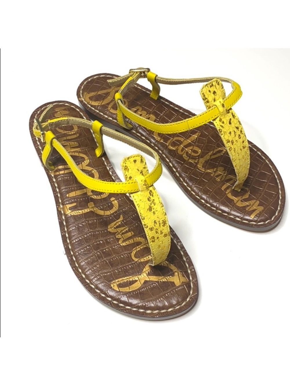 Sam Edelman Gigi T-Strap Yellow Sandals Size 7.5 NWOT